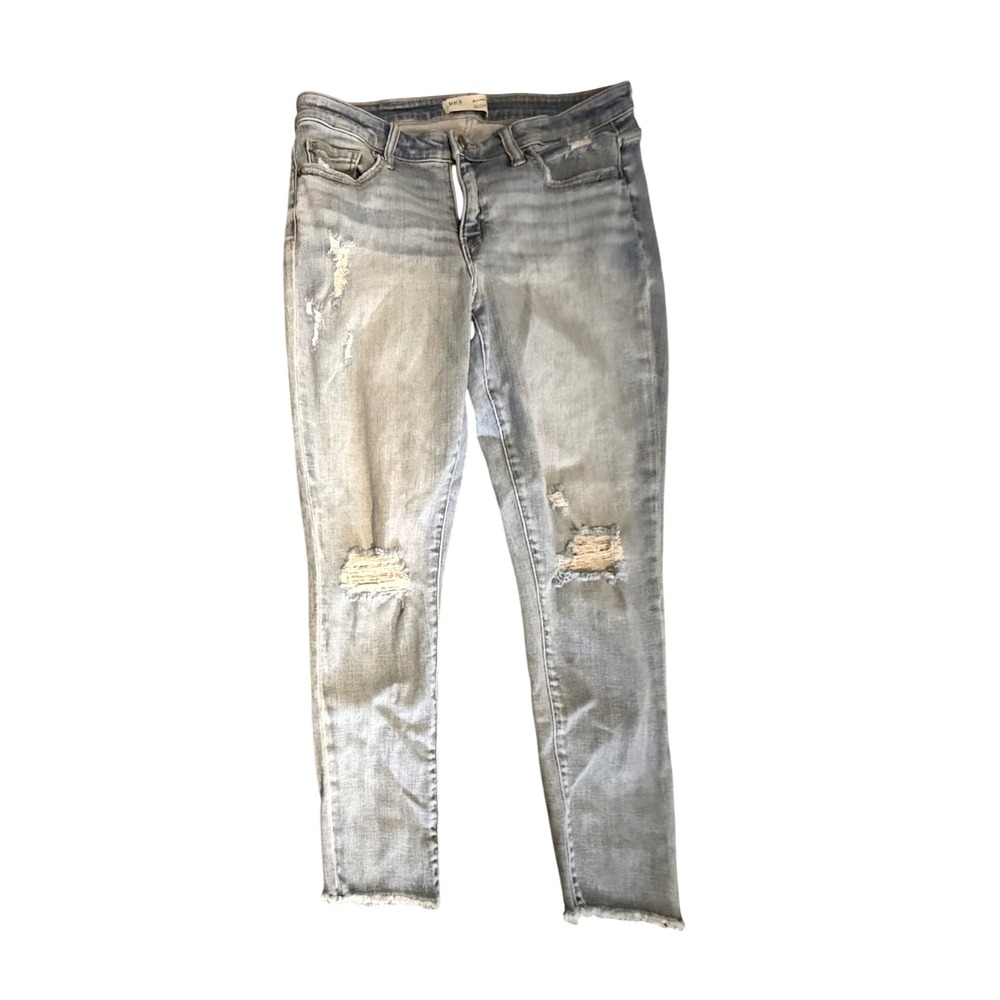 BKE Monroe Skinny Jeans Womens 30x27 Light Wash Distressed Mid Rise Denim